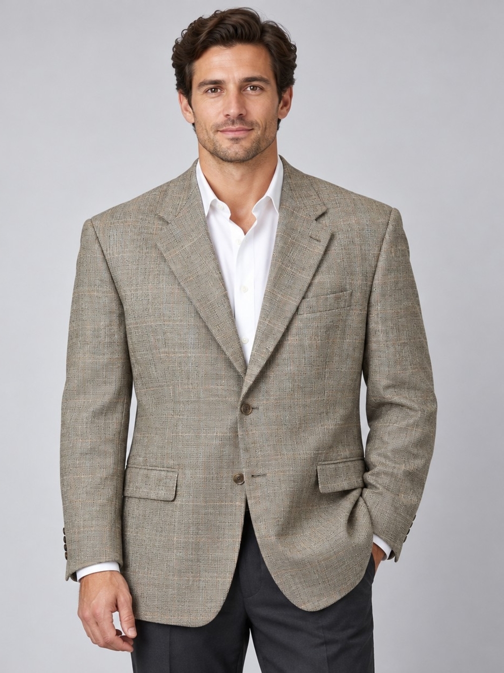 Lauren Ralph Lauren Luxury Silk Wool Plaid Blazer Men’s 48L
